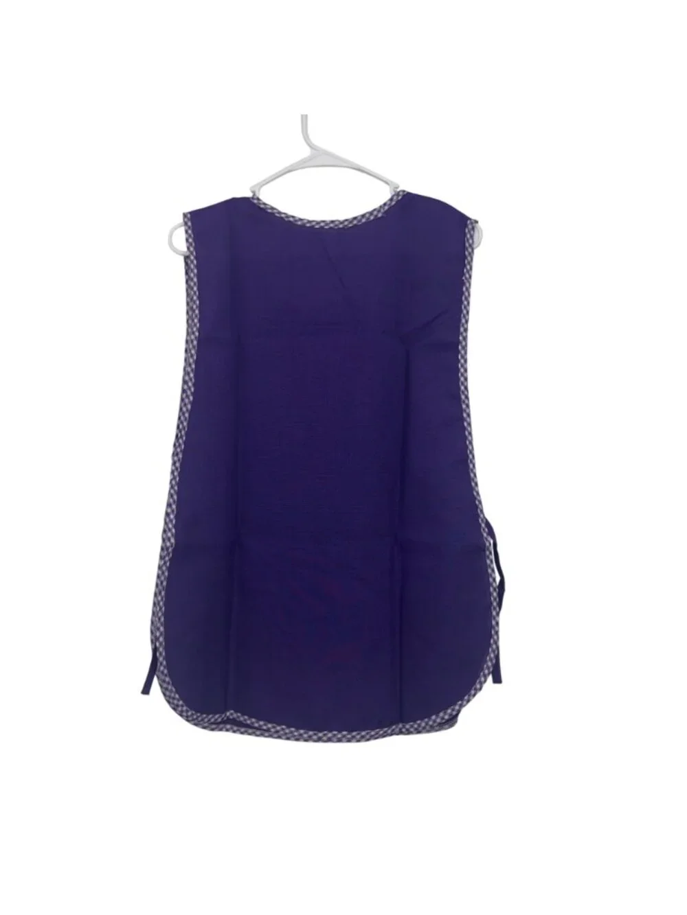 Apron Women Purple Embroidered Frida Design Front Pocket Gingham Trim One Size